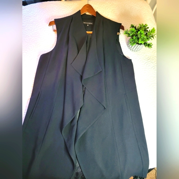 Saks 5th Avenue | Asymmetrical Draped Vest Duster | Black | Size XL - Picture 6 of 15